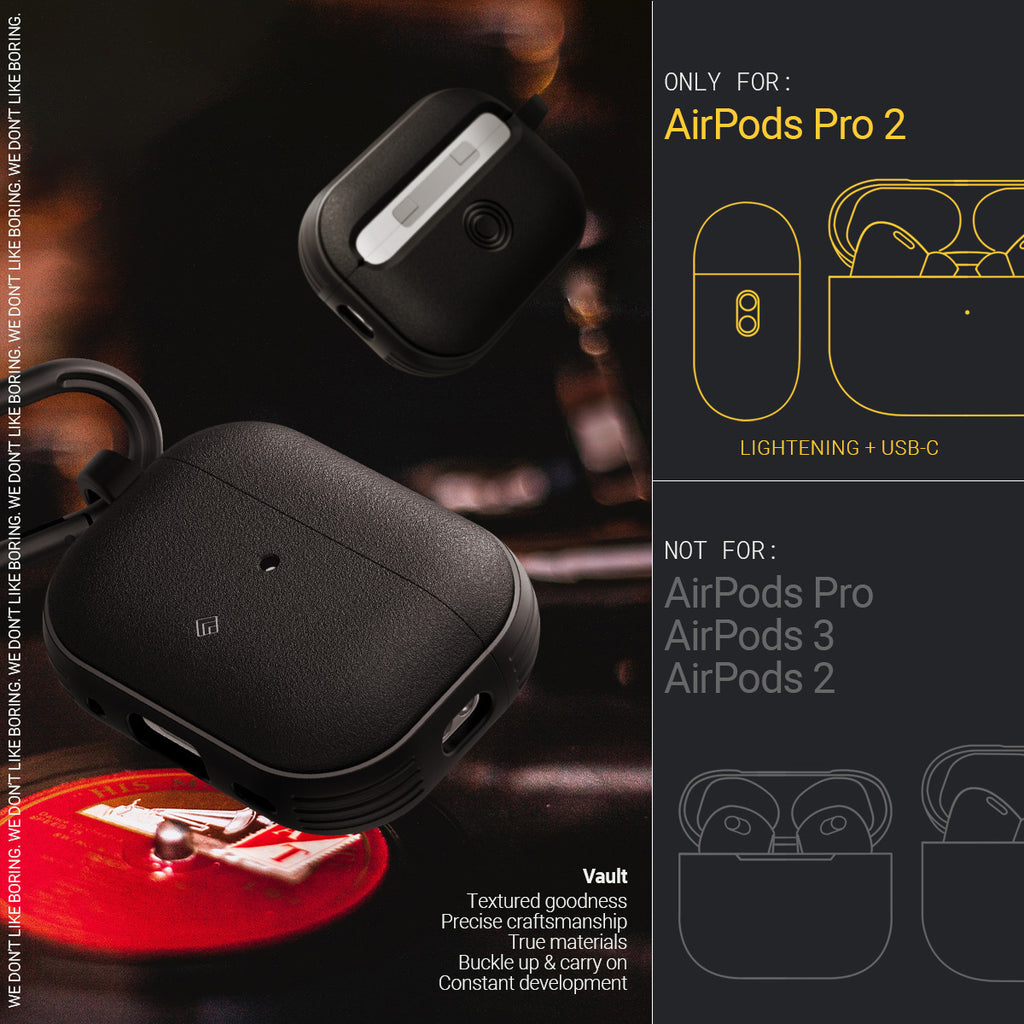 Vault - Matte Black for Airpods Pro 2nd Generation (2022), (2023)