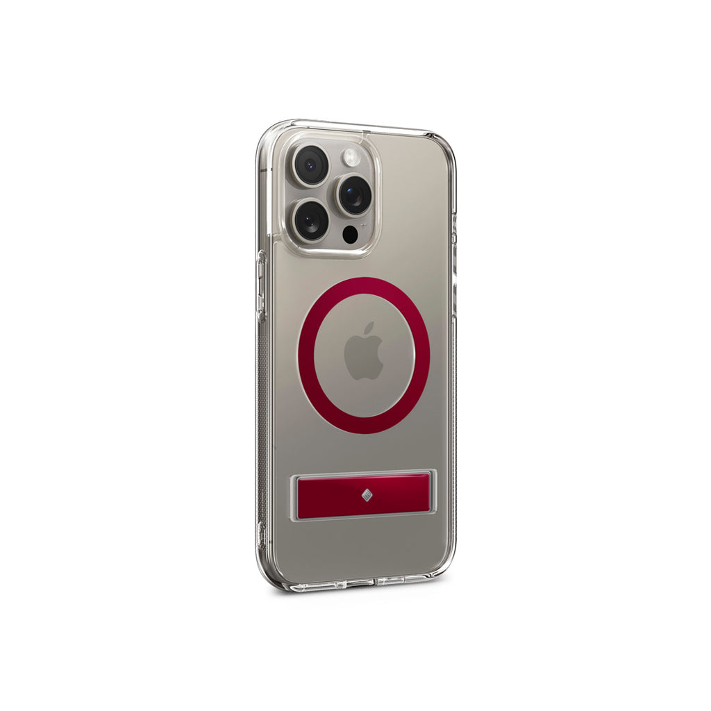 Capella Mag Kick Stand - Clear Red For iPhone 15 Pro Max